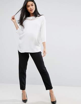 Mama Licious Mama.licious Mamalicious Woven Top With Lace Insert
