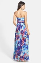 Thumbnail for your product : JS Boutique Print Chiffon Strapless Gown