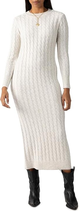 Sanctuary Cable Crew Neck Maxi Dress Women's Dress Heather Chalk : LG (US 10-12), Acrylic/Nylon
