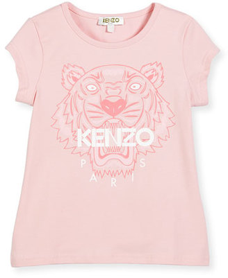 Kenzo Short-Sleeve Tiger Jersey Tee, Light Pink, Size 2-5