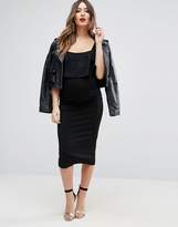 Thumbnail for your product : ASOS Maternity PETITE Ruffle Top Square Neck Midi Dress With Cross Back