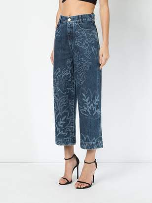 Peter Pilotto floral bleach flared cropped jeans
