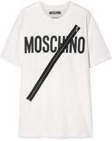 Moschino - Zip-embellished Printed Cotton-jersey T-shirt - White