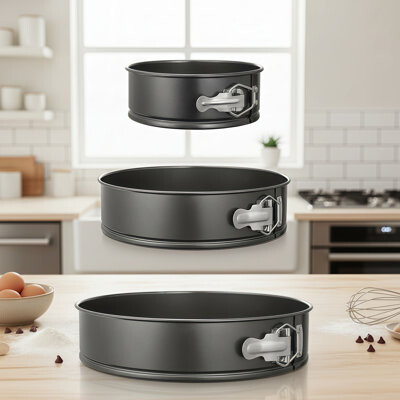 JIEYADIANZI 3-Piece Springform Cake Mold Set Round Design Non-Stick Leak-Proof And Easy To Unmold.