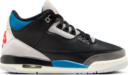 "Kids' Air Jordan 3 Retro ""Rare Air"" Sneakers Big 5.5 Regular Black/Chile Red/Neutral Grey"