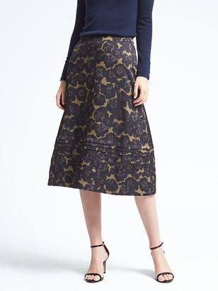 Banana Republic Stitched Floral Midi Skirt