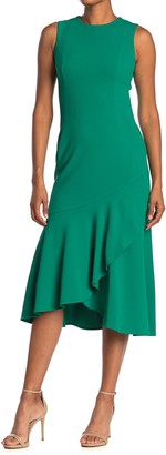 calvin klein ruffle hem midi dress