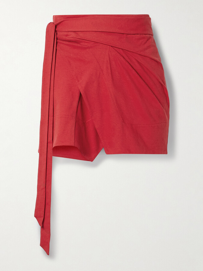 Isabel Marant Berenice Asymmetric Draped Cotton-jersey Mini Wrap Skirt - Red