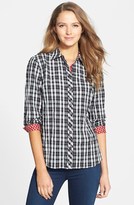 Thumbnail for your product : Nexx Contrast Trim Plaid Crinkled Cotton Blouse
