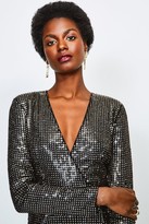 Thumbnail for your product : Karen Millen Sequin Wrap Front Long Sleeve Dress