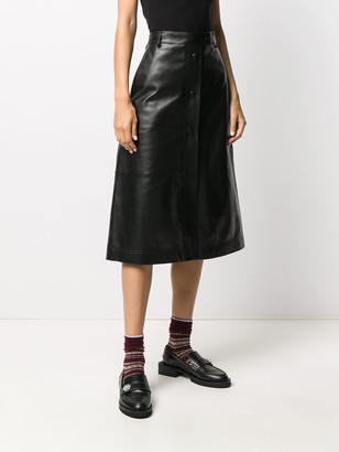 Simonetta Ravizza A-line leather skirt
