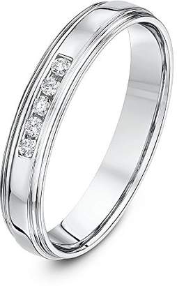 Theia 9ct White Gold Court Shape 0.1ct Round Diamond Channel Set 4mm Wedding Ring - Size M