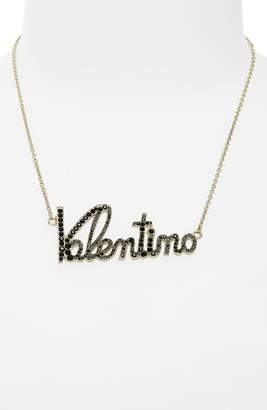 Valentino Crystal Logo Statement Necklace