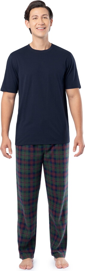 Fruit of the Loom Men's Crewneck Tee and Fleece Pajama Pants Set, 2-Piece, Sizes S-5XL
