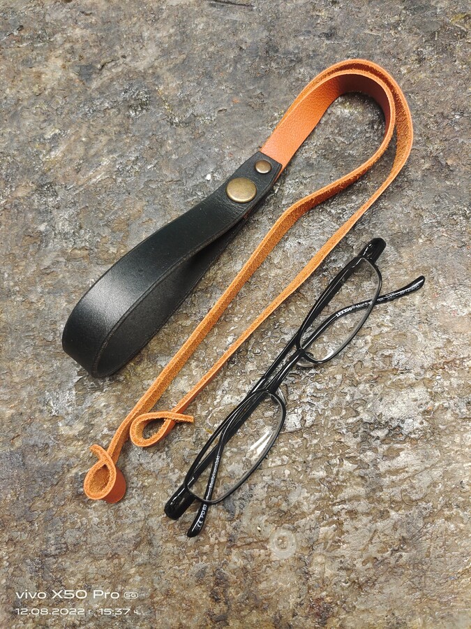 Etsy New Convenient Glasses Strap/Cord From Black /Orange Leather Fits All Models Genuine Neck Handmade Gift Ideas
