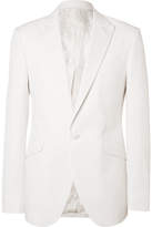 Thumbnail for your product : Favourbrook White Theobold Slim-Fit Herringbone Cotton Tuxedo Jacket