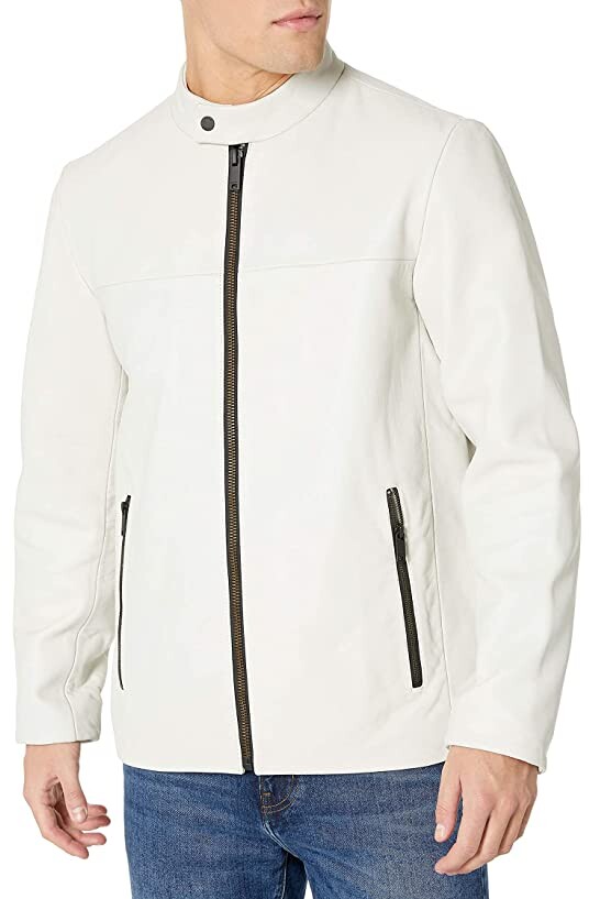 all white leather jacket