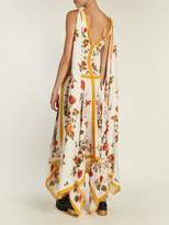 Thumbnail for your product : Alexander McQueen Floral Print Rouleau Button Sleeveless Dress - Womens - Ivory Multi