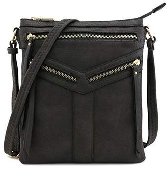 Isa Belle Isabelle Double Compartment Crossbody Bag with Zipper Accent