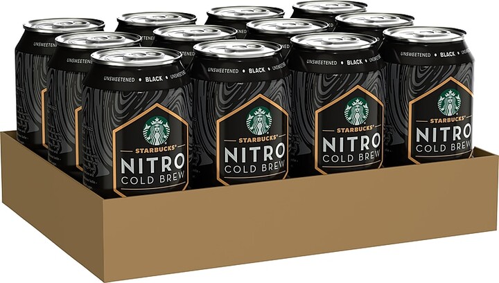 Starbucks Nitro Black Unsweetened Cold Brew Coffee, 9.6 fl. oz., 12/Carton (19286)