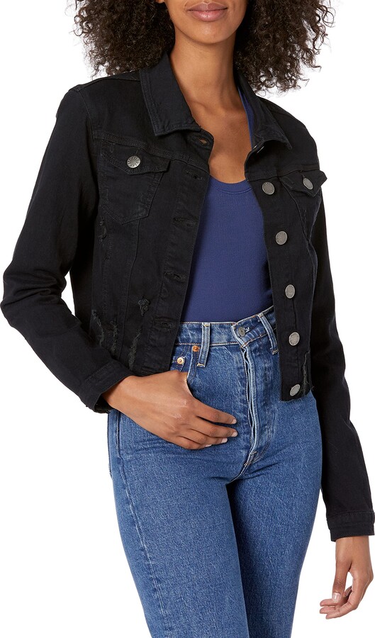 black denim jacket with rips