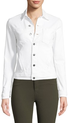 L'Agence Celine Button-Front Denim Jacket