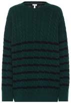 Thumbnail for your product : Loewe Striped cable-knit wool sweater
