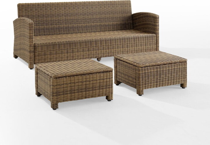 Crosley Furniture Bradenton 3-piece Fabric Outdoor Sofa Set in Sangria Red/Brown