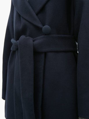 The Row Reyna Double-breasted Cotton-blend Wrap Coat - Navy