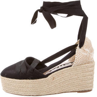 Rochas Woven Lace-Up Wedges