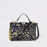 Thumbnail for your product : River Island Navy jacquard tote cross body bag