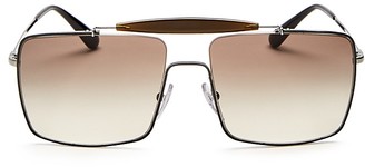 Prada Square Top Bar Metal Sunglasses, 58mm