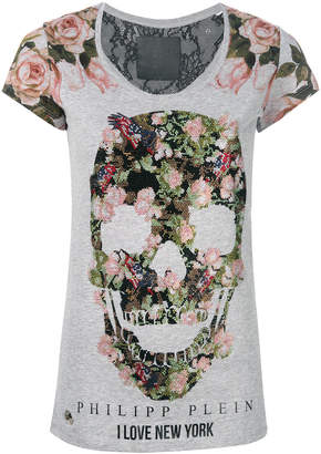 Philipp Plein floral skull print T-shirt