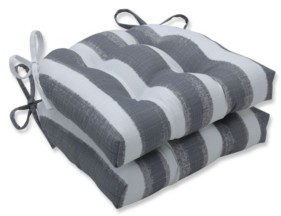 Pillow Perfect Nico Stripe 16.5" x 15" Outdoor Chair Pad Seat Cushions 2-Pack