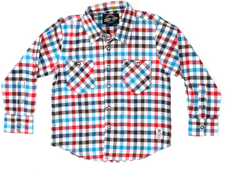 Something Strong Red & Blue Plaid Flannel Button-Up - Boys