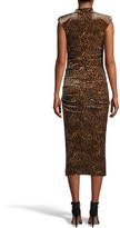 Thumbnail for your product : Nicole Miller Leopard Velvet Mock Neck Midi Dress