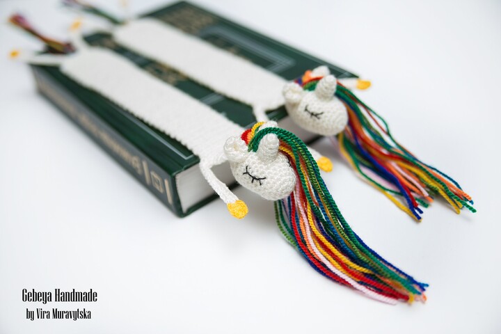Crochet Unicorn Bookmark Sleepy Rainbow Page Marker, Book Lover Gift