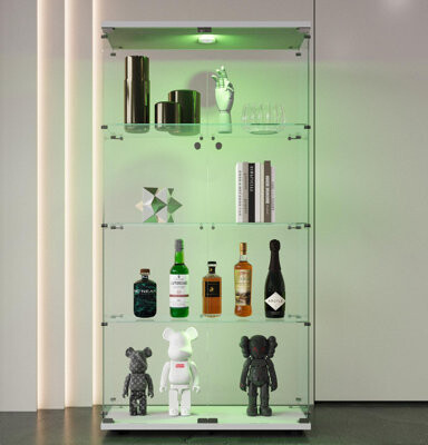Latitude Run Lighted Glass Curio Cabinet - 64.7\