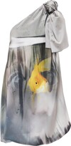 Grey Goldfish Print One-Shoulder Dres 