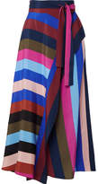 Diane von Furstenberg - Striped Silk Crepe De Chine Wrap Midi Skirt - Purple