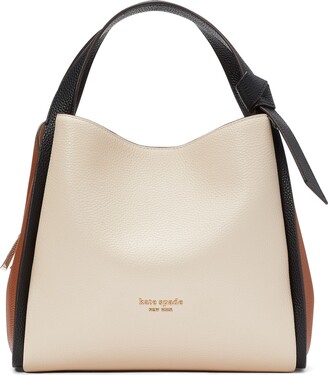 Kate Spade Knott Large Leather Satchel in Natural