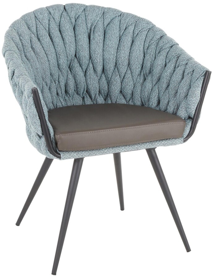 Lumisource Braided Matisse Contemporary Chair - Black Frame Gray Gray Fabric