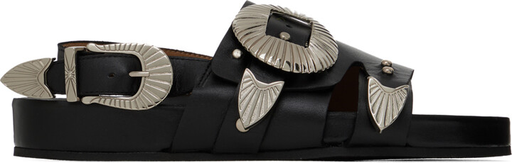 Toga Pulla SSENSE Exclusive Black Oversized Buckle Sandals - ShopStyle