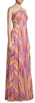 Thumbnail for your product : AMUR Janet Striped Halter Gown
