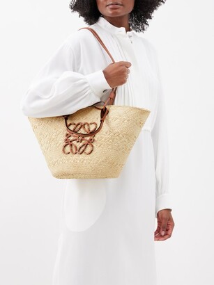 Loewe Anagram-logo Leather-trim Woven Basket Bag