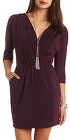 Thumbnail for your product : Charlotte Russe Gathered Dolman Sleeve Wrap Dress