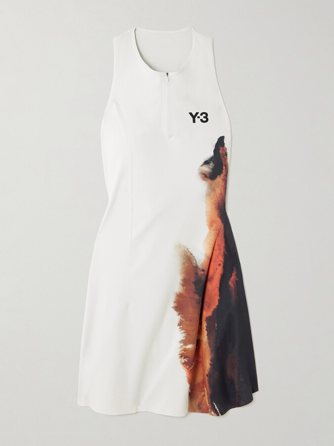 adidas + Y-3 Cutout Appliquéd Printed Recycled Stretch-jersey Tennis Dress - White
