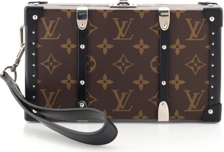 Pre-owned Louis Vuitton Essential Trunk Cloth Clutch Bag In Brown