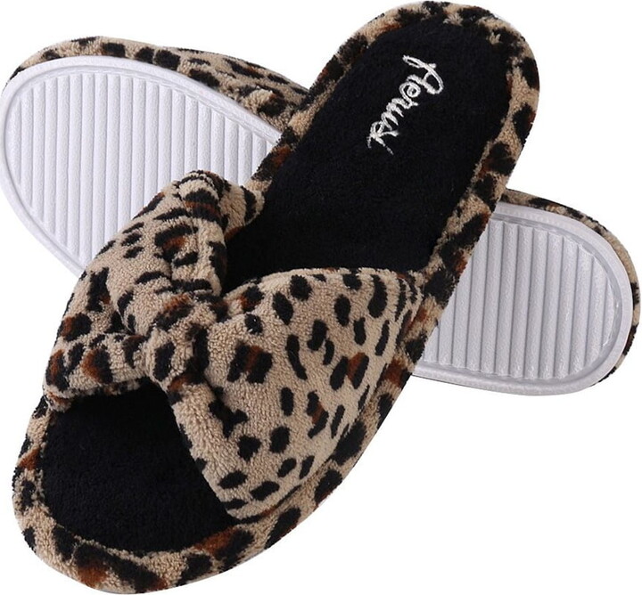 Cozy Leopard Print Shearling Relax Slide Memory Foam Slipper