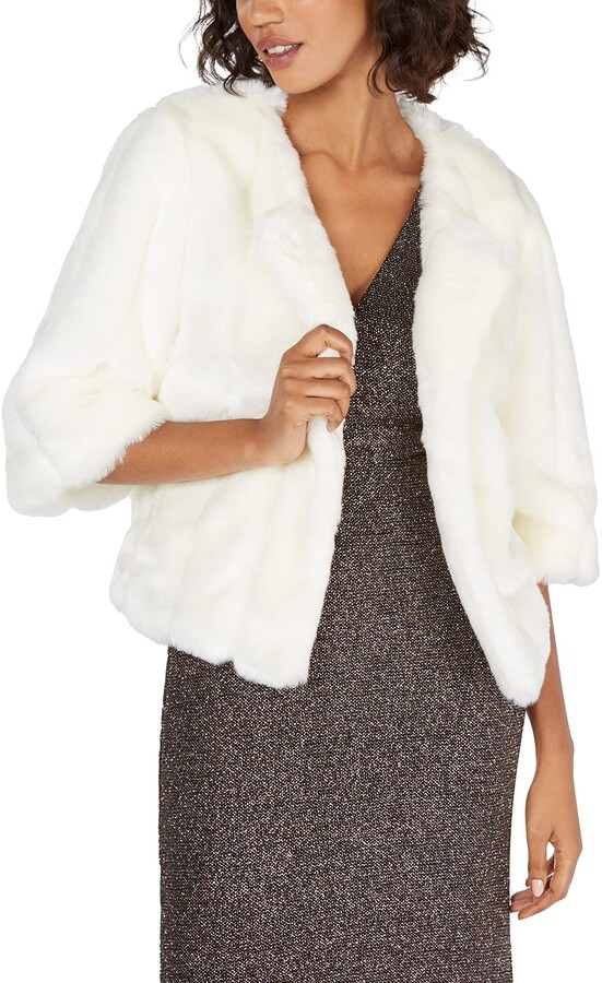 Calvin Klein Women's Solid Faux Fur Shrug - ShopStyle Cardigans